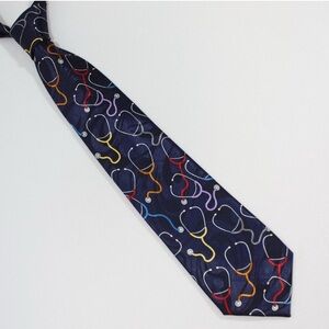 Steven Harris Tie Navy Blue Stethoscope Doctor Medical Nurse Healthcare Necktie